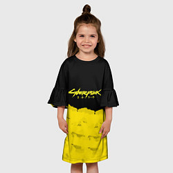 Платье клеш для девочки Cyberpunk 2077: Yellow & Black, цвет: 3D-принт — фото 2