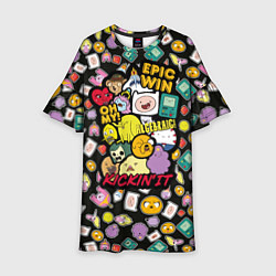 Платье клеш для девочки Adventure Time stickers, цвет: 3D-принт