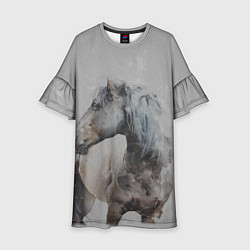 Платье клеш для девочки Лошадь, цвет: 3D-принт