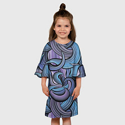 Платье клеш для девочки Абстрактные краски, цвет: 3D-принт — фото 2