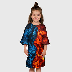 Платье клеш для девочки Огонь и вода, цвет: 3D-принт — фото 2