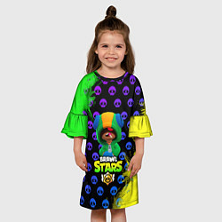 Платье клеш для девочки Brawl Stars leon, цвет: 3D-принт — фото 2