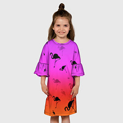 Платье клеш для девочки Фламинго, цвет: 3D-принт — фото 2