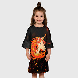 Платье клеш для девочки Огненный единорог, цвет: 3D-принт — фото 2