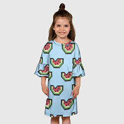 Платье клеш для девочки Пиксельный арбуз, цвет: 3D-принт — фото 2