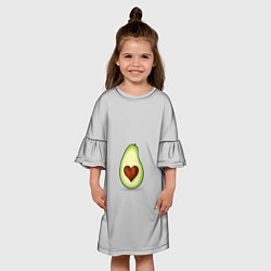 Платье клеш для девочки Авокадо сердечко, цвет: 3D-принт — фото 2