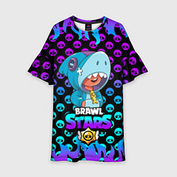 Платье клеш для девочки Brawl stars leon shark, цвет: 3D-принт