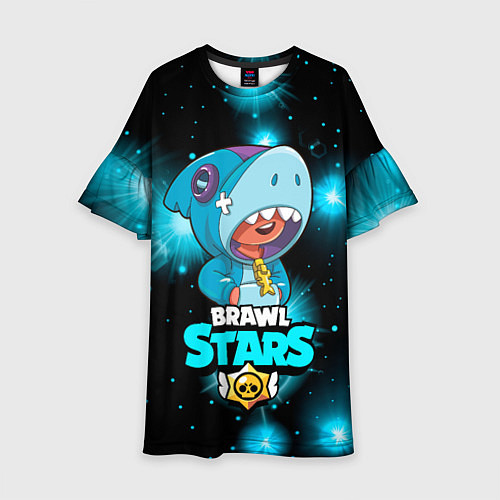 Детское платье Brawl stars leon shark / 3D-принт – фото 1