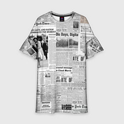 Платье клеш для девочки Газета Newspaper, цвет: 3D-принт