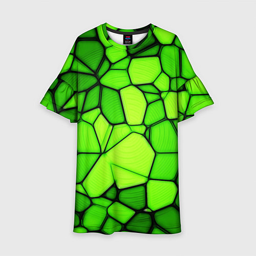 Детское платье Зеленая мозаика / 3D-принт – фото 1
