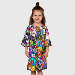 Платье клеш для девочки BRAWL STATS ВСЕ ПЕРСОНАЖИ, цвет: 3D-принт — фото 2
