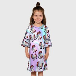 Платье клеш для девочки Единорог, цвет: 3D-принт — фото 2