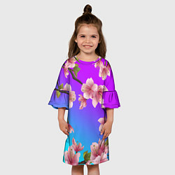 Платье клеш для девочки САКУРА ВИШНЯ, цвет: 3D-принт — фото 2