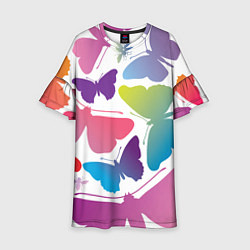 Платье клеш для девочки Разноцветные бабочки, цвет: 3D-принт