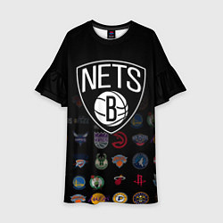 Платье клеш для девочки Brooklyn Nets 1, цвет: 3D-принт