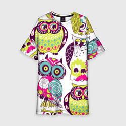 Платье клеш для девочки Мудрые совы, цвет: 3D-принт