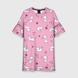Платье клеш для девочки Белая кошка, цвет: 3D-принт