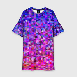 Платье клеш для девочки Треугольники мозаика пиксели, цвет: 3D-принт