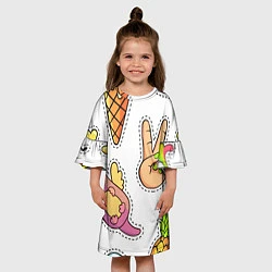 Платье клеш для девочки Emoji, цвет: 3D-принт — фото 2