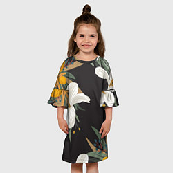 Платье клеш для девочки Цветочный арт, цвет: 3D-принт — фото 2