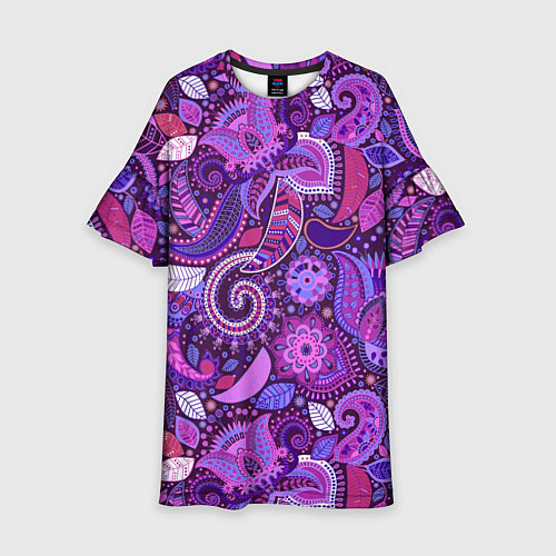 Детское платье Фиолетовый этнический дудлинг / 3D-принт – фото 1