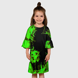 Платье клеш для девочки ЗЕЛЁНЫЙ ОГОНЬ, цвет: 3D-принт — фото 2