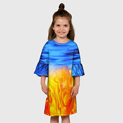 Платье клеш для девочки ЛЕД И ПЛАМЯ, цвет: 3D-принт — фото 2