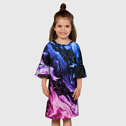 Платье клеш для девочки НЕОНОВЫЙ ОГОНЬ, цвет: 3D-принт — фото 2