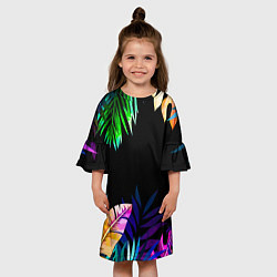 Платье клеш для девочки Тропическая Ночь, цвет: 3D-принт — фото 2