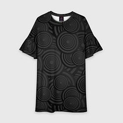 Платье клеш для девочки Круги черный узор геометрия, цвет: 3D-принт