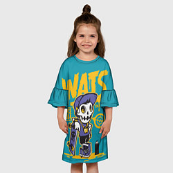 Платье клеш для девочки Граффити Wats череп в кепке, цвет: 3D-принт — фото 2