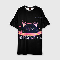 Платье клеш для девочки Face Off- Moon cat, цвет: 3D-принт