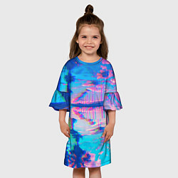 Платье клеш для девочки ГАВАЙИ ГЛИТЧ, цвет: 3D-принт — фото 2