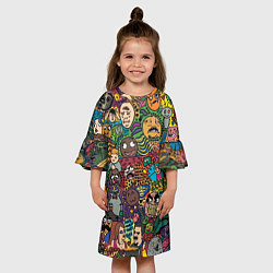 Платье клеш для девочки Цветные мемы из ВК, цвет: 3D-принт — фото 2