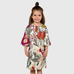 Платье клеш для девочки Полевые цветы, цвет: 3D-принт — фото 2