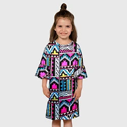 Платье клеш для девочки Ацтеки, цвет: 3D-принт — фото 2