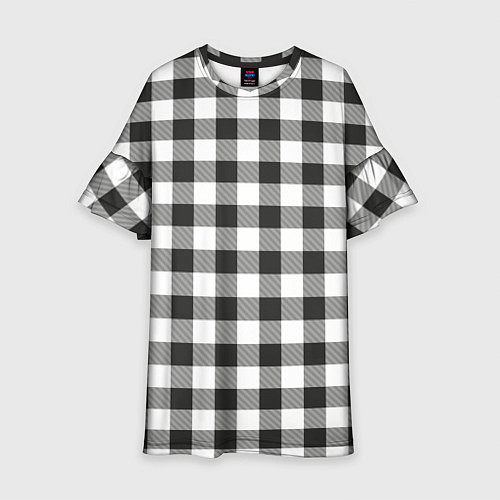 Детское платье Черно-белая клетка / 3D-принт – фото 1
