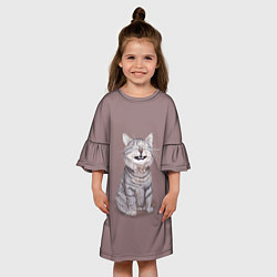 Платье клеш для девочки Котёнок ыыы, цвет: 3D-принт — фото 2