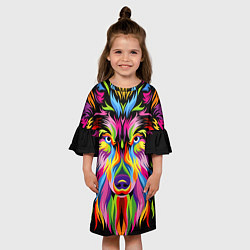 Платье клеш для девочки Neon wolf, цвет: 3D-принт — фото 2
