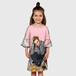 Платье клеш для девочки Роберт Паттинсон, цвет: 3D-принт — фото 2