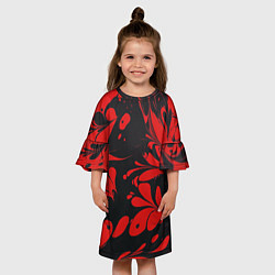 Платье клеш для девочки Красный Мрамор, цвет: 3D-принт — фото 2