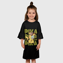 Платье клеш для девочки Pikachu Pika Pika, цвет: 3D-принт — фото 2