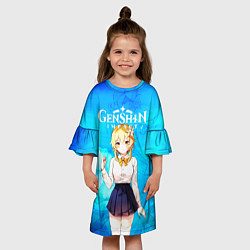 Платье клеш для девочки Genshin Impact - Lumine, цвет: 3D-принт — фото 2