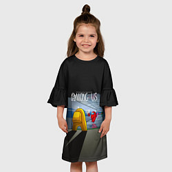 Платье клеш для девочки Among Us in the tunnel, цвет: 3D-принт — фото 2