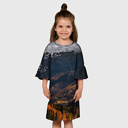 Платье клеш для девочки Горы, цвет: 3D-принт — фото 2