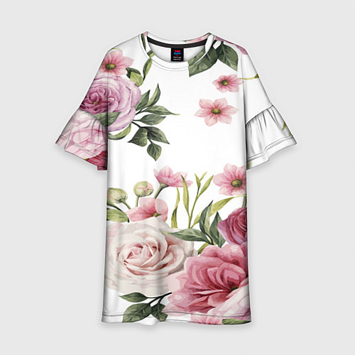 Детское платье Розовые розы / 3D-принт – фото 1
