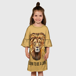 Платье клеш для девочки Рождённый быть львом, цвет: 3D-принт — фото 2