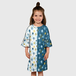 Платье клеш для девочки Снежинки, цвет: 3D-принт — фото 2