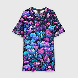 Платье клеш для девочки Волшебные грибы, цвет: 3D-принт