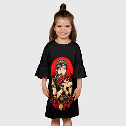Платье клеш для девочки ДЕВУШКА В МАСКЕ, цвет: 3D-принт — фото 2
